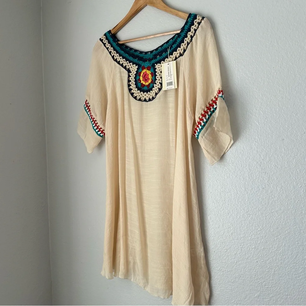 Beach‎ By Exist Crochet Cover-up Boho crochet cover up Beige NEW Bohemian cover